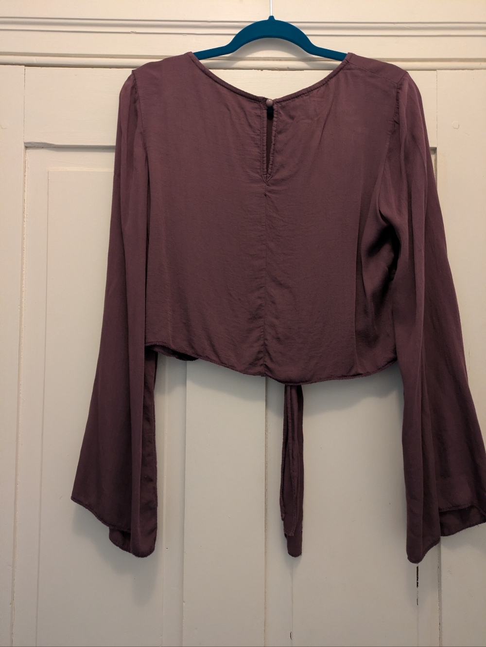 Don't Ask Why Boutique Wine, Open Front, Bell Sleeve Blouse- One Size - Picture 3 of 6